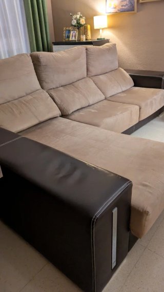 Sofá Chaise Longue Beige y Marrón