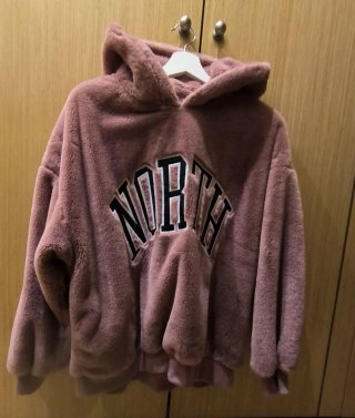 Sudadera rosa pelo con capucha