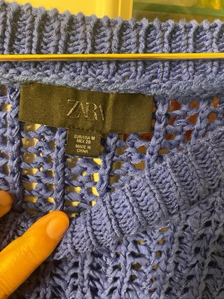 Jersey Zara S Manga 3/4 Azul