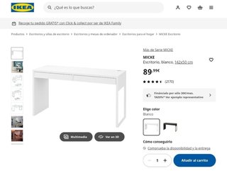 Escritorio blanco con 2 cajones