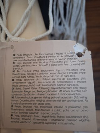 Taburete de Madera con Asiento de Macramé