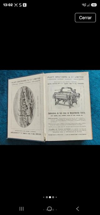 Libro Antiguo Maquinaria de Tejidos (1919) 1° ed