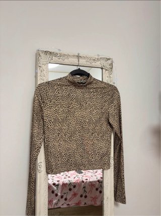 Top de Manga Larga Estampado Animal Print