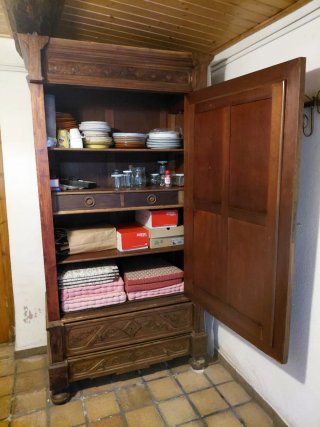 Armario Ropero Antiguo de Madera con Espejo