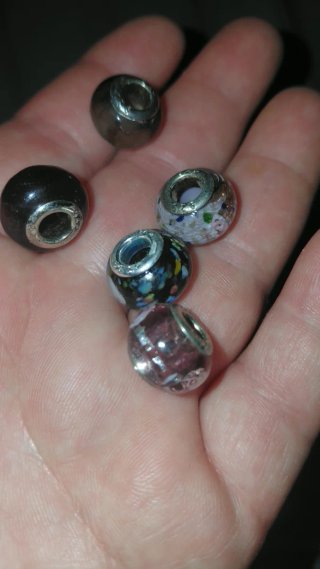 Set 5 Charm Vetro Murano e Argento
