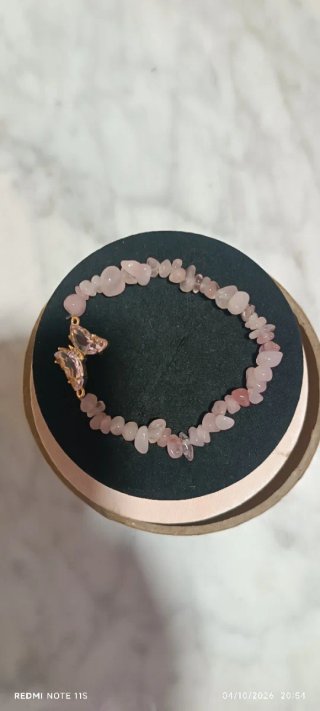 Pulsera de Piedra de cuarzo rosa Natural con Dije