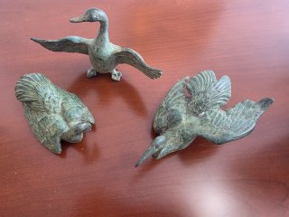Figuras de Patos Bronce Pátina Verde
