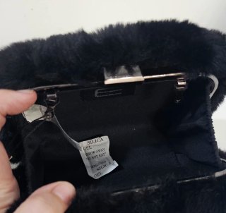 Cartera de Fiesta Negra de Pelo