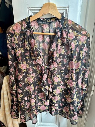 Blusa Zara Transparente Flores