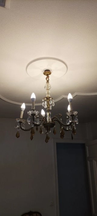 Lámpara de techo de cristal y metal