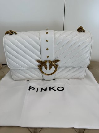 Borsa Pinko bianca con dettagli dorati