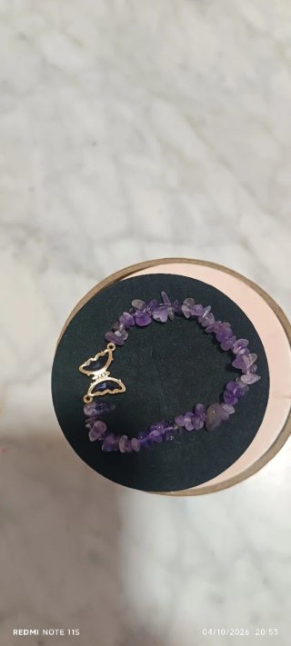 Pulsera de Piedra Natural Morada,Amatista con dije