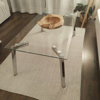Mesa de centro cristal y metal