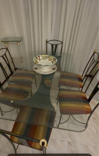 Juego de 6 sillas de comedor forja verde