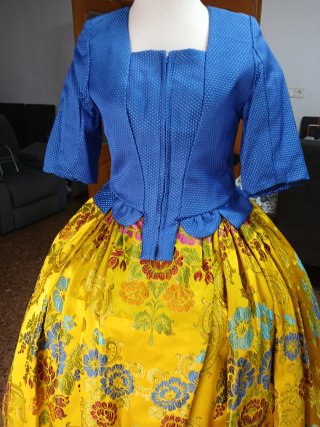 Traje de Fallera azul y amarillo
