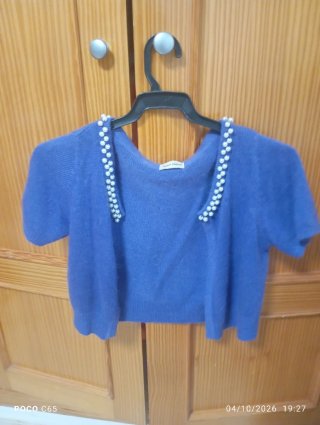 Chaqueta Azul con Perlas