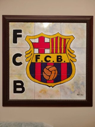 Cuadro Cerámico FC Barcelona Pintado a Mano 70x70