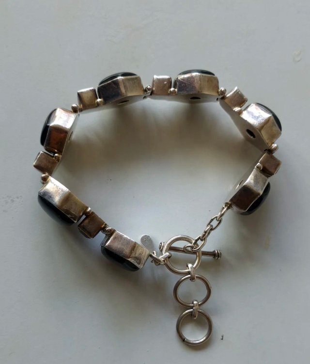 Pulsera de Plata de Ley con Ónix y Amatistas
