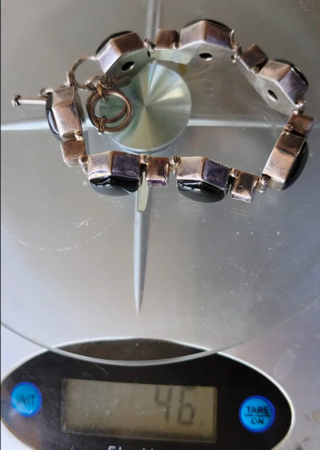 Pulsera de Plata de Ley con Ónix y Amatistas