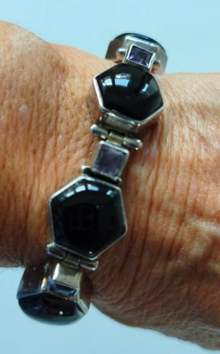Pulsera de Plata de Ley con Ónix y Amatistas