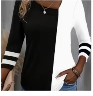 Blusa bicolor blanco y negro Talla L