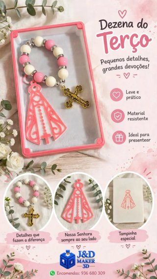 Dezena do Terço chaveiro da Nossa Senhora 3D