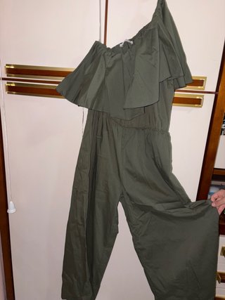 Tuta monospalla verde in cotone