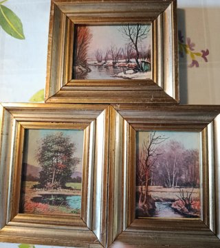 3 Quadretti Vintage Miniature Del Fiore