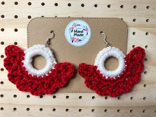 Pendientes crochet rojos y blancos