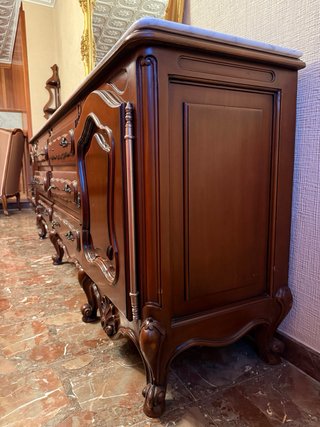 Aparador Luis XV de Madera con Mármol 2,56m