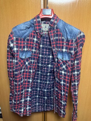 Camisa Zara Man cuadros azul y rojo