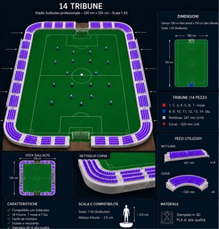 Stadio Subbuteo 14 Tribune Viola per Daniele