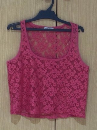 Blusa de encaje rosa XS