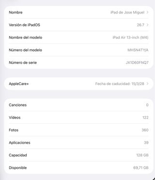 iPad Air 13 M4 Gris Espacial