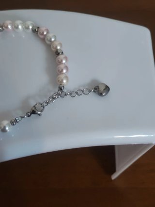 Bracciale Acciaio e Perle Madreperla Rosa Bianco