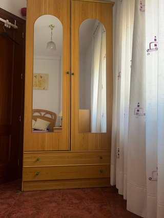 Armario de madera con puertas de espejo