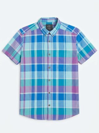 Camisa manga corta de cuadros H&M