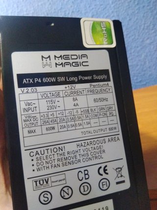 Fuente Alimentación Gaming Negra