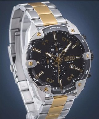 Reloj Diesel Spiked nuevo, dorado y negro