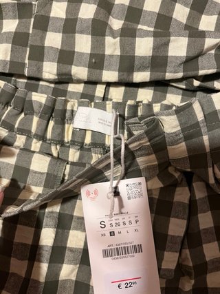 Conjunto Zara Cuadros Verde y Blanco Talla S