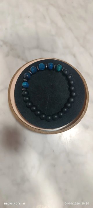 Pulsera de Piedra Natural obsidiana y labradorita