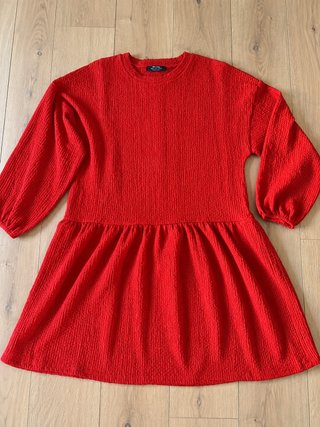 Vestido rojo babydoll manga abullonada S