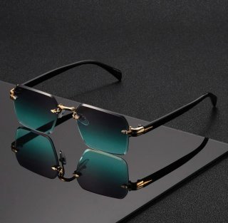 Gafas de sol sin montura doradas y verdes
