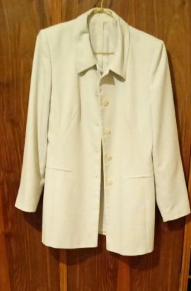 Chaqueta larga tipo americana beige mujer
