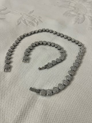 Pulseira Coração Prateada com Elos