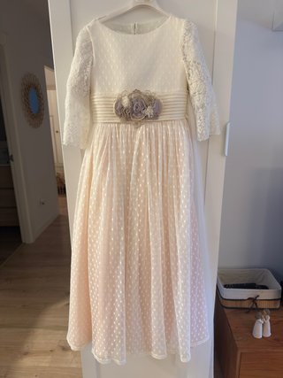 Traje Comunión Niña Blanco/Rosa