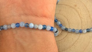 Pulsera de Agua Marina y Ágata azul de 4 mm