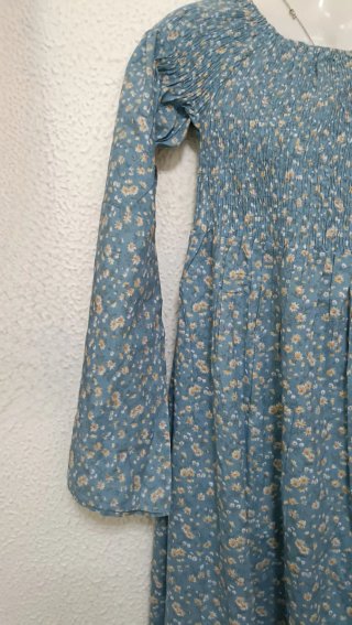 Vestido Largo Bohemio Floral Azul