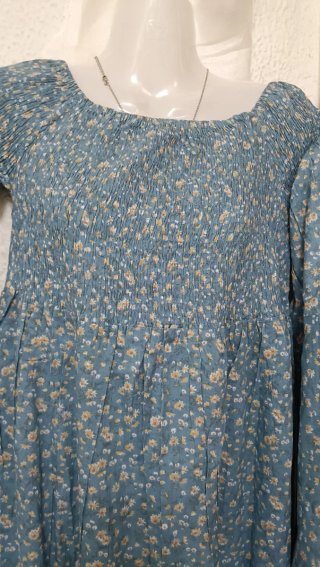 Vestido Largo Bohemio Floral Azul