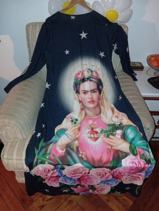 Vestido Largo Estampado Frida Kahlo